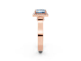 Rose gold Fancy Blue Princess Cut Halo Round Diamond Twist Band with Four-Prong Setting_2