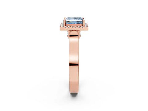 Rose gold Fancy Blue Princess Cut Halo Round Diamond Twist Band with Four-Prong Setting_2