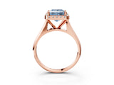 Rose gold Fancy Blue Princess  Cut Halo Solitaire Engagement Ring with Square Band and Four-Prong Setting_117
