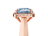 Rose gold Fancy Blue Princess  Cut Halo Solitaire Engagement Ring with Square Band and Four-Prong Setting_119