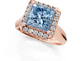 Rose gold Fancy Blue Princess  Cut Halo Solitaire Engagement Ring with Square Band and Four-Prong Setting_67