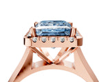 Rose gold Fancy Blue Princess  Cut Halo Solitaire Engagement Ring with Square Band and Four-Prong Setting_70