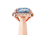 Rose gold Fancy Blue Princess  Cut Halo Solitaire Engagement Ring with Square Band and Four-Prong Setting_71