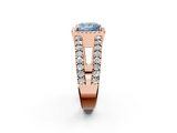 Rose gold Fancy Blue Princess  Cut Halo Split Shank Diamond Ring with Four-Prong Setting_47