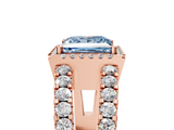 Rose gold Fancy Blue Princess  Cut Halo Split Shank Diamond Ring with Four-Prong Setting_50
