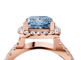 Rose gold Fancy Blue Princess  Cut Halo Split Shank Pave Set Ring_82