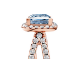 Rose gold Fancy Blue Princess  Cut Halo Split Shank Pave Set Ring_83