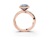 Rose gold Fancy Blue Princess  Cut Halo Split Shank Prong Setting Ring_15