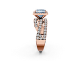 Rose gold Fancy Blue Princess  Cut Halo Split Shank Prong Setting Ring_63