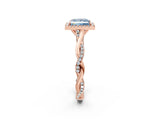 Rose gold Fancy Blue Princess Cut Halo Twist Band with Four-Prong Setting_14