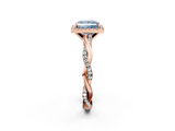 Rose gold Fancy Blue Princess  Cut Halo Twisted Band Four-Prong Ring_22