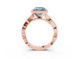 Rose gold Fancy Blue Princess  Cut Halo Twisted Band Four-Prong Ring_23