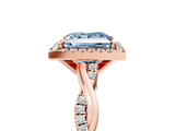 Rose gold Fancy Blue Princess  Cut Halo Twisted Band Four-Prong Ring_25