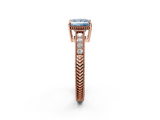 Rose gold Fancy Blue Princess  Cut Milgrain Channel Set Engagement Ring with Solitaire Prong Setting_50