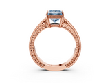 Rose gold Fancy Blue Princess  Cut Milgrain Channel Set Engagement Ring with Solitaire Prong Setting_51