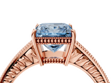 Rose gold Fancy Blue Princess  Cut Milgrain Channel Set Engagement Ring with Solitaire Prong Setting_52