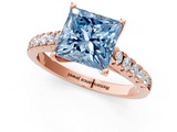 Rose gold Fancy Blue Princess  Cut Pavé Band Solitaire Ring with Four-Prong Setting_43
