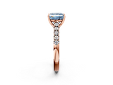 Rose gold Fancy Blue Princess  Cut Pavé Band Solitaire Ring with Four-Prong Setting_44