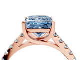 Rose gold Fancy Blue Princess  Cut Pavé Band Solitaire Ring with Four-Prong Setting_46