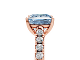 Rose gold Fancy Blue Princess  Cut Pavé Band Solitaire Ring with Four-Prong Setting_47