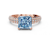 Rose gold Fancy Blue Princess  Cut Pave Diamond Engagement Ring with Channel Set Band and Four-Prong Setting_20