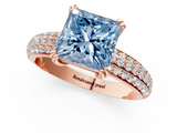 Rose gold Fancy Blue Princess  Cut Pave Diamond Engagement Ring with Channel Set Band and Four-Prong Setting_21
