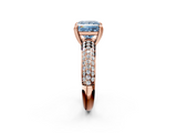 Rose gold Fancy Blue Princess  Cut Pave Diamond Engagement Ring with Channel Set Band and Four-Prong Setting_22