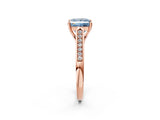 Rose gold Fancy Blue Princess Cut Solitaire Cathedral Diamond Engagement Ring with Channel-Set Band and Four-Prong Setting_5