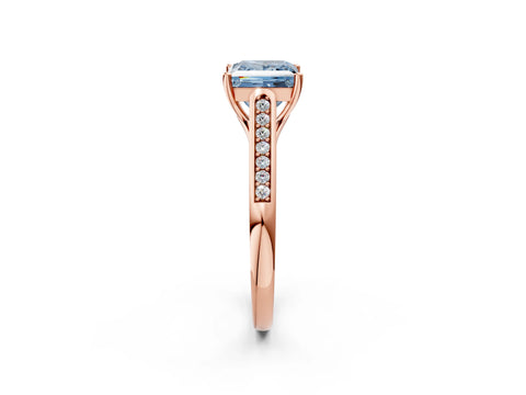 Rose gold Fancy Blue Princess Cut Solitaire Cathedral Diamond Engagement Ring with Channel-Set Band and Four-Prong Setting_5