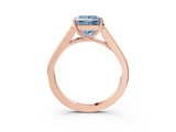 Rose gold Fancy Blue Princess Cut Solitaire Cathedral Diamond Engagement Ring with Channel-Set Band and Four-Prong Setting_6