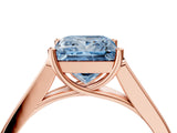 Rose gold Fancy Blue Princess Cut Solitaire Cathedral Diamond Engagement Ring with Channel-Set Band and Four-Prong Setting_7