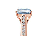 Rose gold Fancy Blue Princess Cut Solitaire Cathedral Diamond Engagement Ring with Channel-Set Band and Four-Prong Setting_8