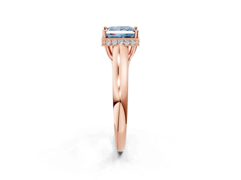 Rose gold Fancy Blue Princess Cut Solitaire Diamond Engagement Ring with Four-Prong Setting and Tapered Band_2