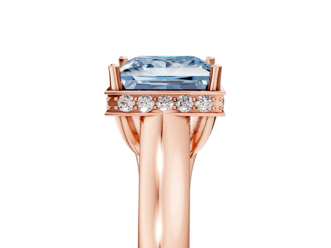 Rose gold Fancy Blue Princess Cut Solitaire Diamond Engagement Ring with Four-Prong Setting and Tapered Band_5