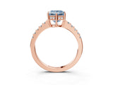 Rose gold Fancy Blue Princess Cut Solitaire Diamond Engagement Ring with Pavé Band and Six-Prong Setting_15