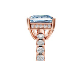 Rose gold Fancy Blue Princess Cut Solitaire Diamond Engagement Ring with Pavé Band and Six-Prong Setting_17