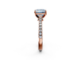 Rose gold Fancy Blue Princess  Cut Solitaire Diamond Engagement Ring with Pave Band and Four-Prong Setting_217