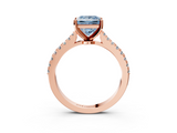 Rose gold Fancy Blue Princess  Cut Solitaire Diamond Engagement Ring with Pave Band and Four-Prong Setting_218