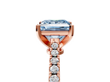 Rose gold Fancy Blue Princess  Cut Solitaire Diamond Engagement Ring with Pave Band and Four-Prong Setting_220