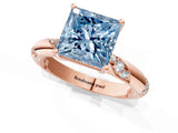 Rose gold Fancy Blue Princess Cut Solitaire Diamond Engagement Ring with Twisted Pave Band and Four-Prong Setting_4