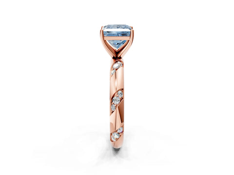 Rose gold Fancy Blue Princess Cut Solitaire Diamond Engagement Ring with Twisted Pave Band and Four-Prong Setting_5