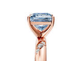Rose gold Fancy Blue Princess Cut Solitaire Diamond Engagement Ring with Twisted Pave Band and Four-Prong Setting_8