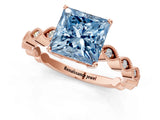 Rose gold Fancy Blue Princess Cut Solitaire Diamond Ring with Infinity Twist Band and Four-Prong Setting_1