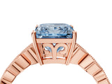 Rose gold Fancy Blue Princess Cut Solitaire Diamond Ring with Infinity Twist Band and Four-Prong Setting_4
