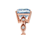 Rose gold Fancy Blue Princess Cut Solitaire Diamond Ring with Infinity Twist Band and Four-Prong Setting_5
