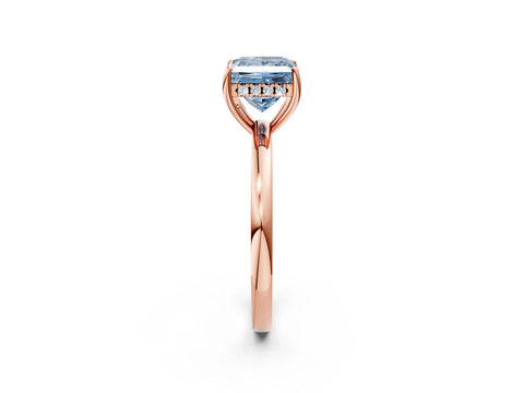 Rose gold Fancy Blue Princess Cut Solitaire Diamond Ring with Prong Setting and Plain Band_2
