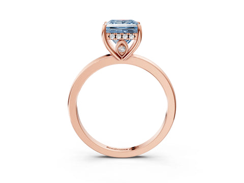 Rose gold Fancy Blue Princess Cut Solitaire Diamond Ring with Prong Setting and Plain Band_3