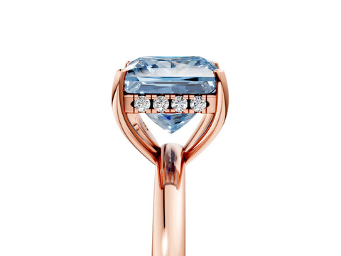 Rose gold Fancy Blue Princess Cut Solitaire Diamond Ring with Prong Setting and Plain Band_5