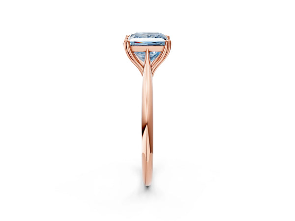 Rose gold Fancy Blue Princess Cut Solitaire Diamond Ring with Six-Prong Setting and Classic Band