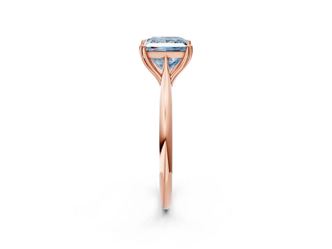 Rose gold Fancy Blue Princess Cut Solitaire Diamond Ring with Six-Prong Setting and Classic Band_2